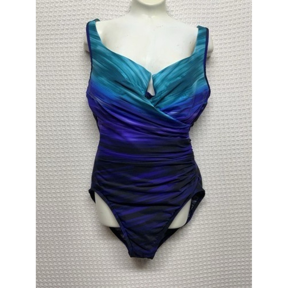 Miraclesuit‎ Purple/Blue One Piece Underwire Padded Swimsuit Women M/L Colombia